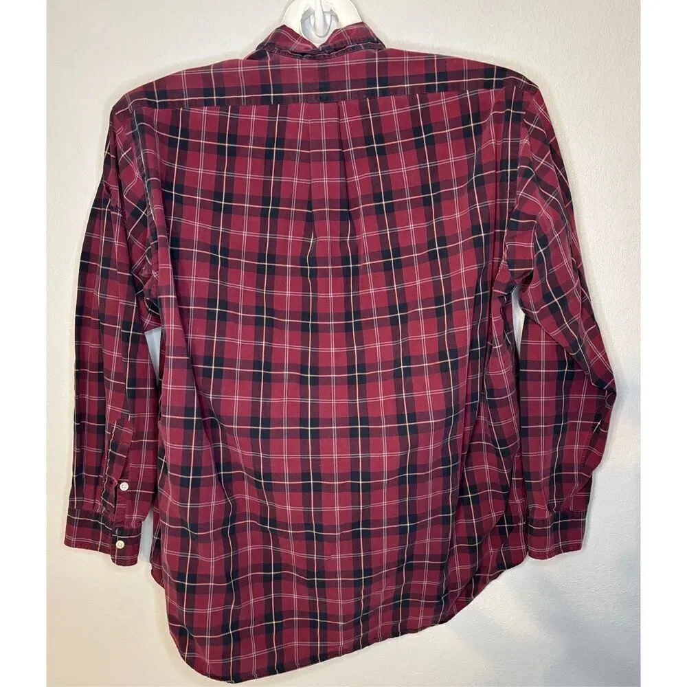 POLO By RALPH LAUREN BLAKE Shirt Long Sleeve Large Plaid DISTRESSED Read - Picture 2 of 9